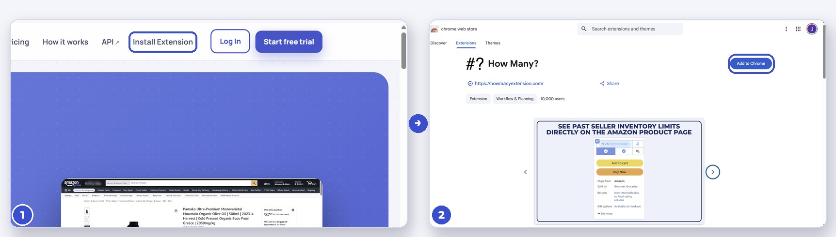 Install Extension in the site header, then Add How Many? from the Chrome Web Store