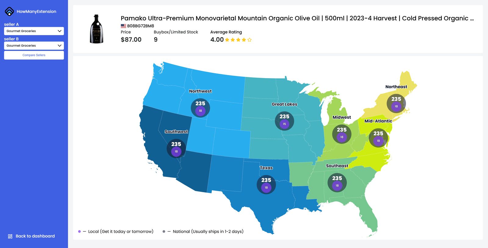 Regional availability map across 8 US regions